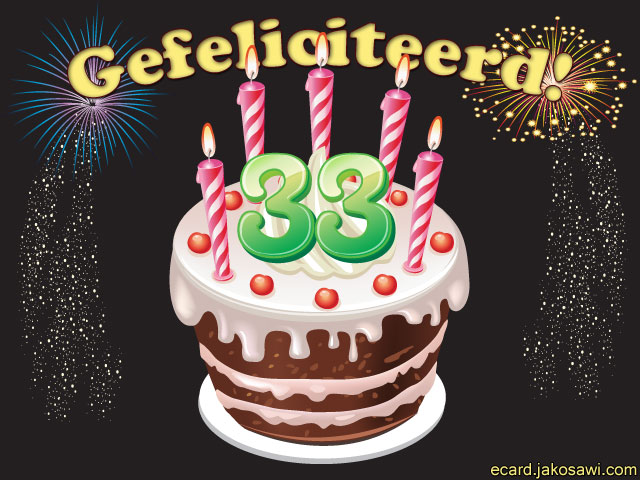 33 jaar taart kaarsjes