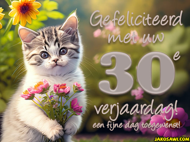 30 jaar gefeliciteerd kitten bloem