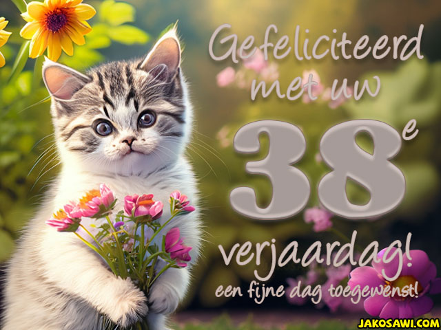 38 jaar gefeliciteerd kitten bloem