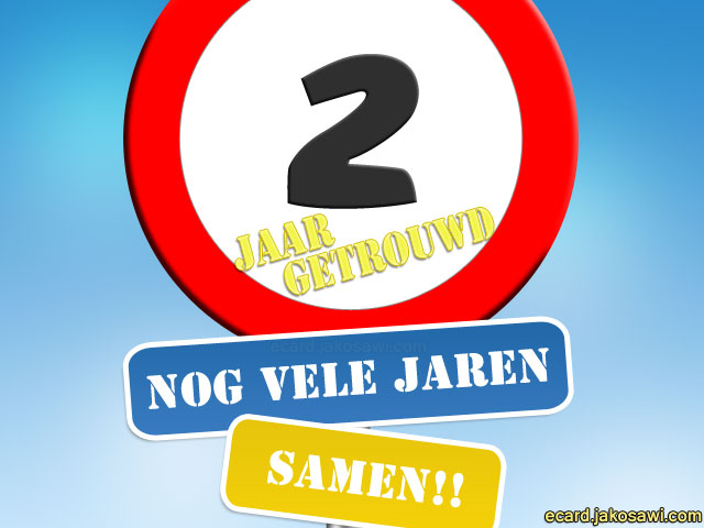 02 jaar getrouwd bord